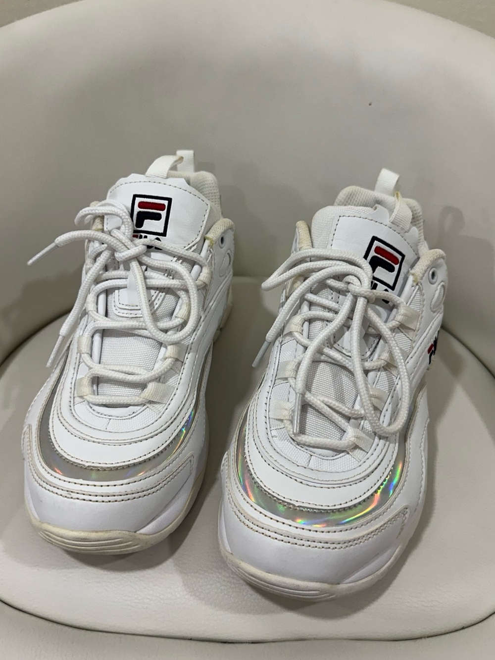 Fila White Women's Sneakers with Iridescent Accent